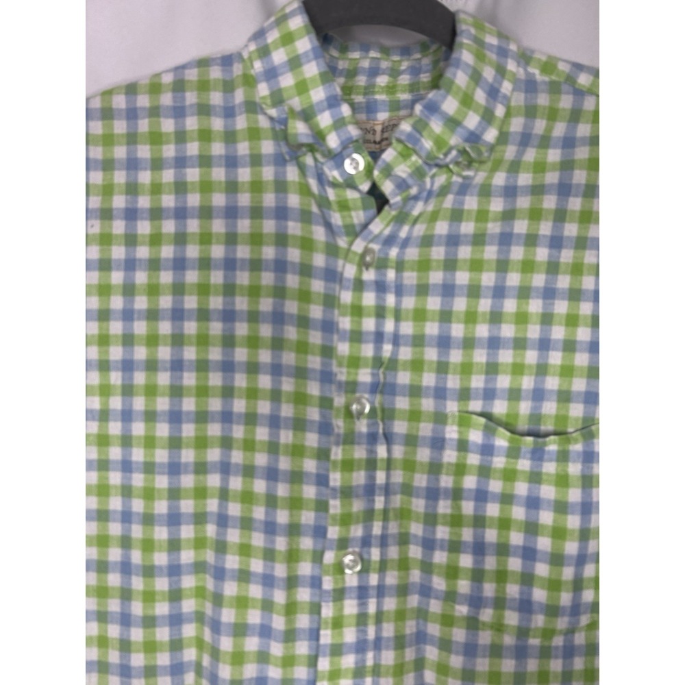 Island Republic Linen Cotton Button Up Mens Med Checkered Short Sleeve Casual - Picture 2 of 6